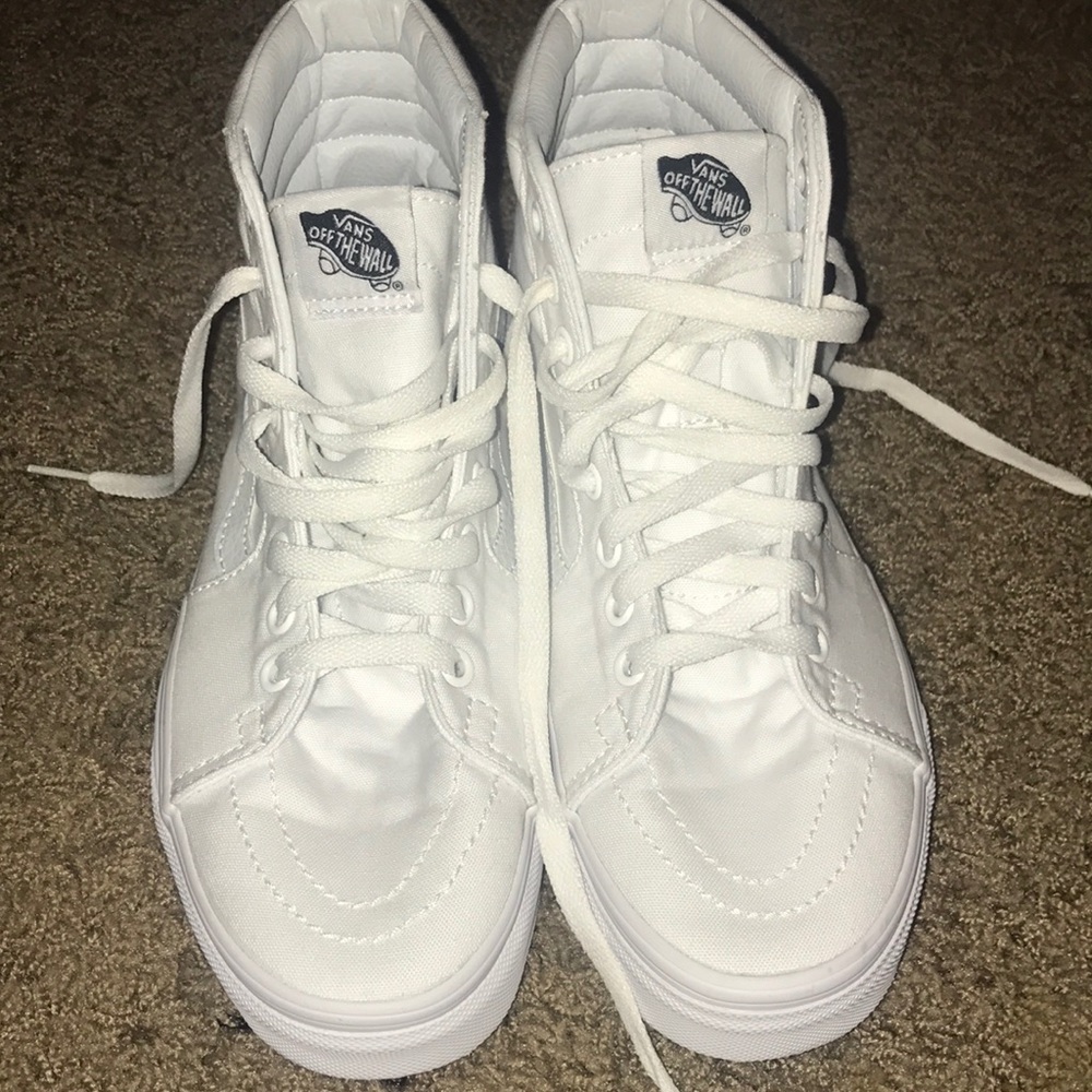 White Sk8-Hi Vans